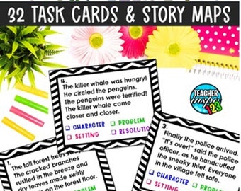 Story Elements Task Cards: Reading Comprehension & Story Mapping