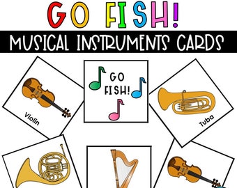 Go Fish Music Instruments Card Game: Elementary Classroom (PDF Pattern)