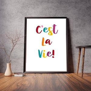 C&#39;est La Vie Print, C&#39;est La Vie Wall Art, French Quote Print, Kitchen Wall Print, Housewarming Print, Colorful French Poster