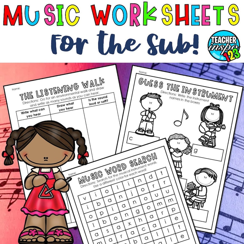 Elementary Music Worksheets With Coloring Pages - Etsy