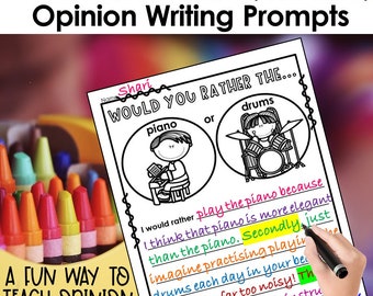 Would You Rather Writing Prompts: Opinion Writing Activities (Printable)