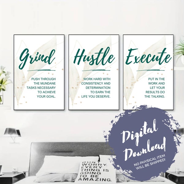 Printable Quotes Wall Art, Trendy Poster, Home Decor, Home Wall Art, Grind Hustle Execute