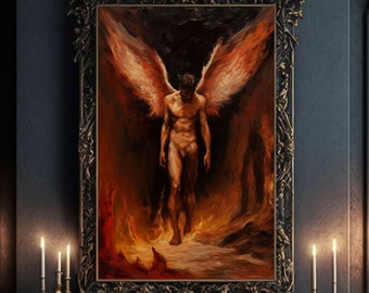 Lucifer's Descent Art Print: Dark Fantasy Gothic Wall Hanging - Etsy
