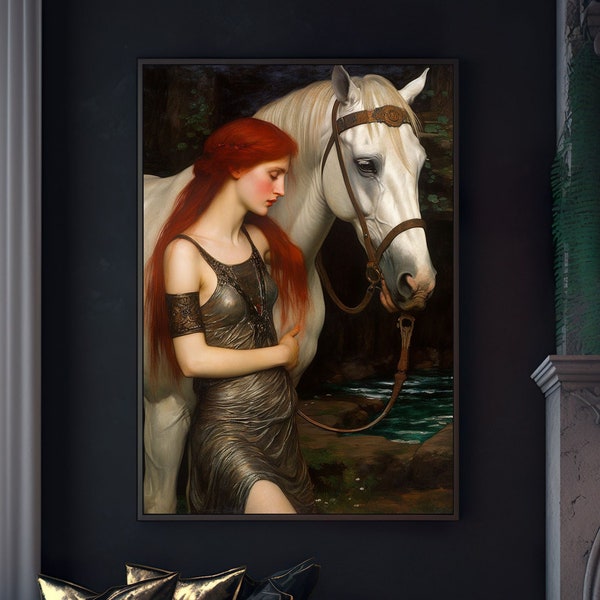 Rhiannon Art Print Poster Home Decor Wall Hanging Celtic Irish Welsh Goddess Mythology Wicca Witchcraft Magic Magick Horse Fantasy