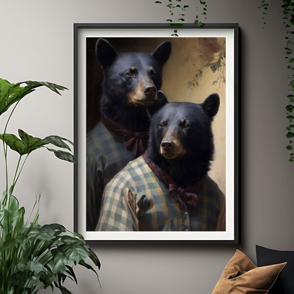 Bear Couple Art Print Poster Wall Hanging Home Decor LGBTQ+ Queer Pride Gay Animal Marriage Equality