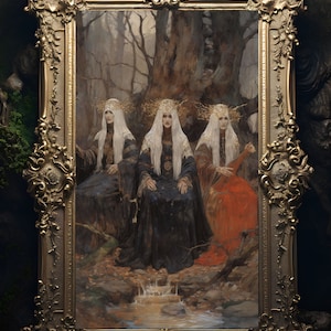 The Norns Art Print Poster Wall Hanging Home Decor Fates of the Æsir Goddess Norse Nordic Mythology Viking Magic Witch Witchcraft Wicca