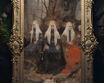 The Norns Art Print Poster Wall Hanging Home Decor Fates of the Æsir Goddess Norse Nordic Mythology Viking Magic Witch Witchcraft Wicca