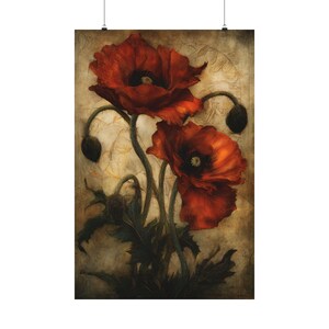 Red Poppy Botanical Art Print | Antique Floral Illustration - Etsy