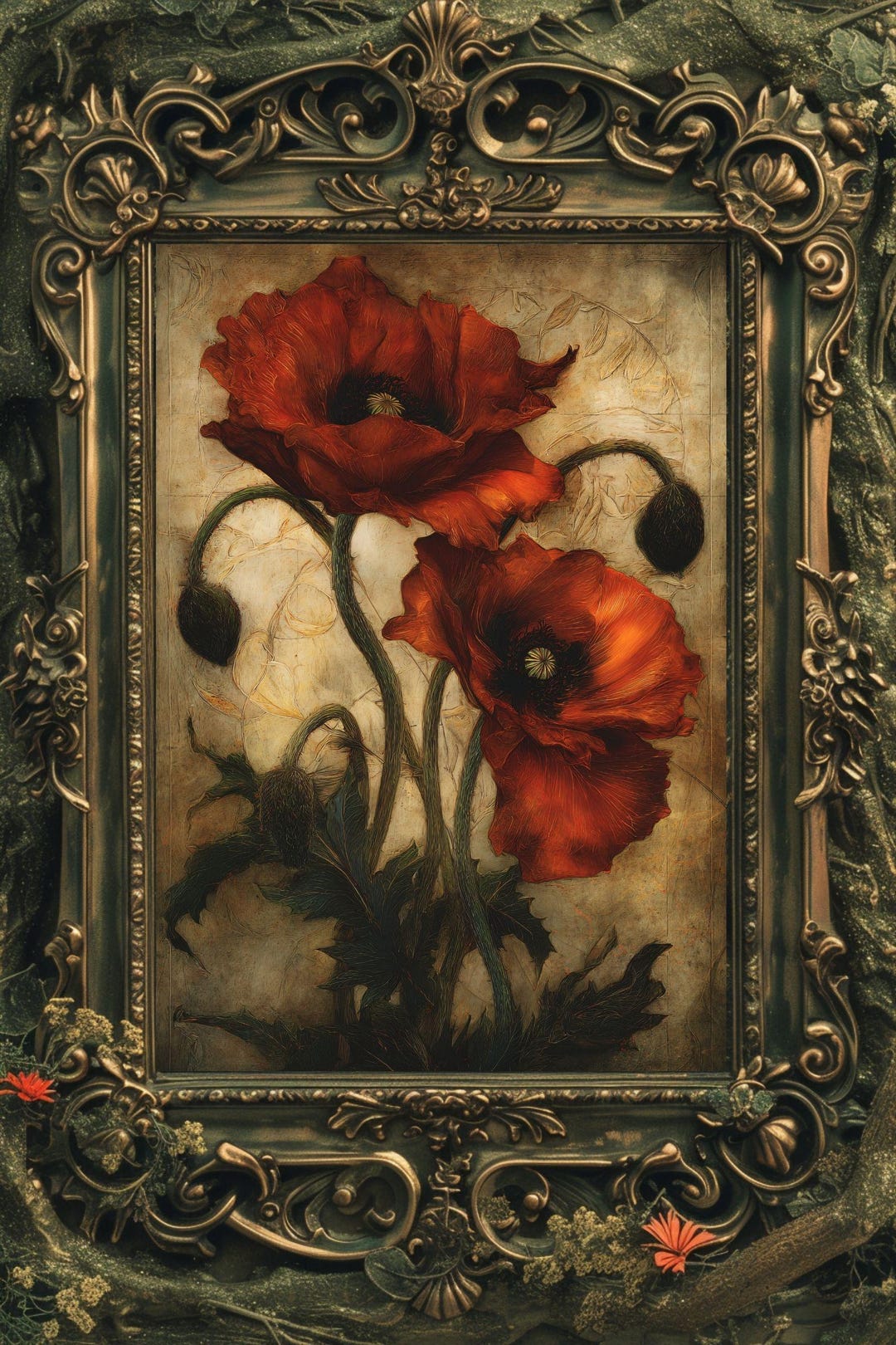 Red Poppy Botanical Art Print | Antique Floral Illustration - Etsy