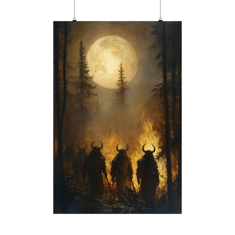 Krampusnacht Art Print, Dark Gothic Yule Decor image 3