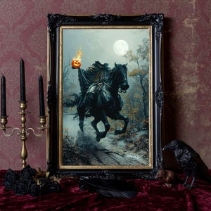 Headless Horseman Art Print | Gothic Halloween Decor