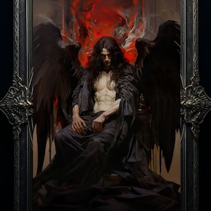 Lucifer Enthroned Art Print: Gothic Dark Fantasy Home Decor