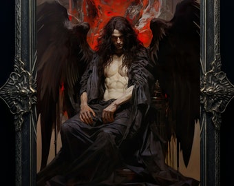 Lucifer Enthroned Art Print: Gothic Dark Fantasy Home Decor