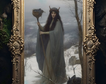 Cailleach Beara Celtic Mythology Winter Goddess Digital Art Print Poster Wall Hanging Home Decor Wicca Witchcraft Altar Space Download