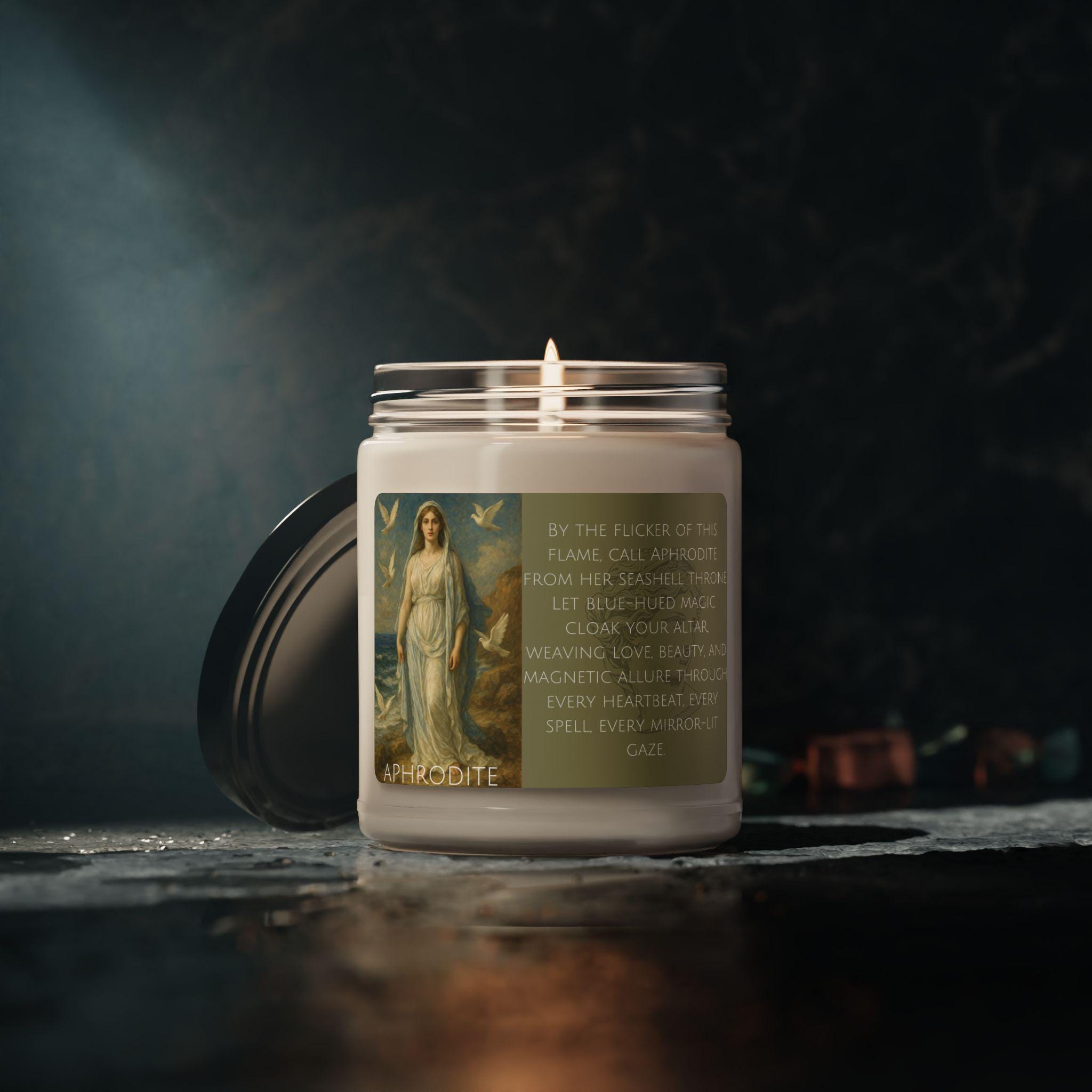 Aphrodite Soy Candle: Sea, Jasmine, and Amber - Divine Feminine Altar Decor
