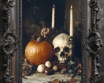 Samhain Altar Art Print: Gothic Halloween Witchcraft Decor