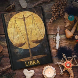 Diário de capa dura de Libra, Caderno de Astrologia do Zodíaco Cósmico, Diário de Horóscopo Dourado dos Sonhos, Constelação Celestial, Presente de Aniversário
