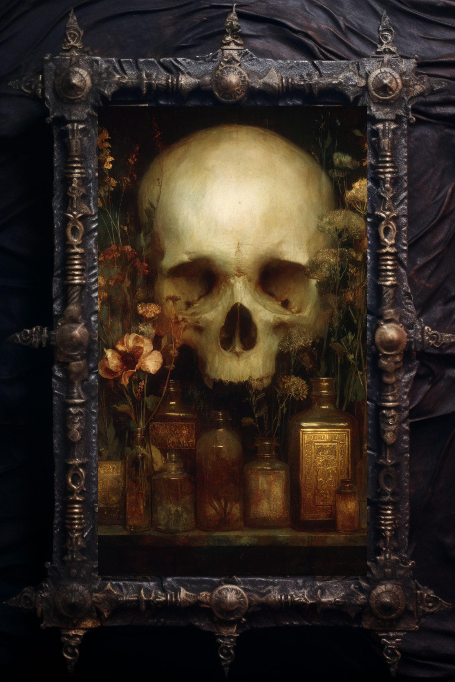 Apothecary Skull Still Life Art Print: Dark Academia Decor - Etsy