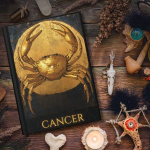 Diário de capa dura sobre Câncer, Caderno de Astrologia do Zodíaco Cósmico, Diário de Horóscopo dos Sonhos, Constelação Celestial, Signo Solar, Presente de Aniversário de Caranguejo