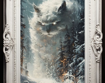 Yule Cat Art Print | Nordic Christmas Home Decor