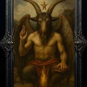 Baphomet Art Print: Gothic Occult Altar Decor