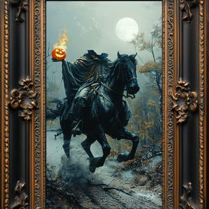 Headless Horseman Art Print: Gothic Halloween Decor