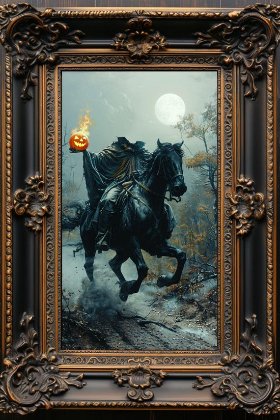 Headless Horseman Art Print: Gothic Halloween Decor