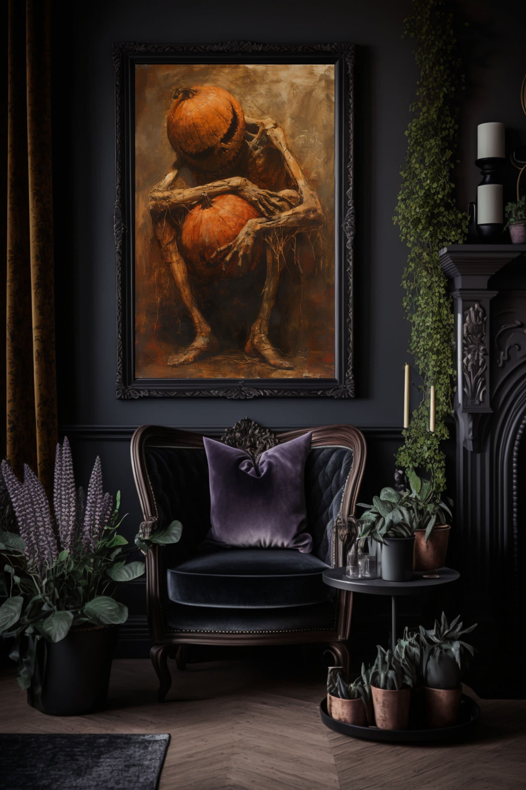 Dark Gothic Jack O'lantern Art Print, Macabre Halloween Decor - Etsy