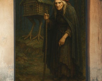 Baba Yaga Art Print: Slavic Witch & Chicken Leg Hut