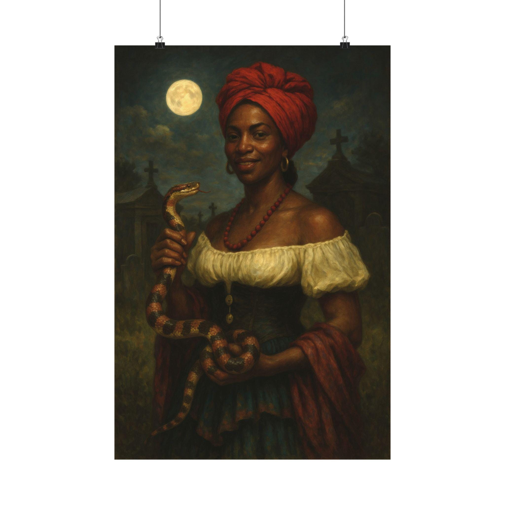 Marie Laveau Art Print: Voodoo Queen, Serpent Familiar, New Orleans ...