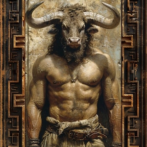 Minotaur Art Print: Gothic Greek Mythology, Theseus and Labyrinth