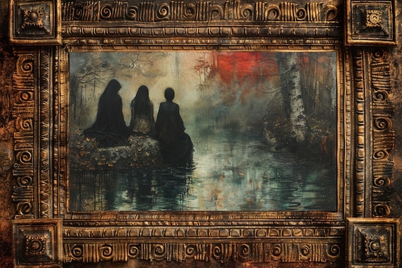 Triple Goddess Art Print: Witchcraft Wicca Mythology Folklore Decor