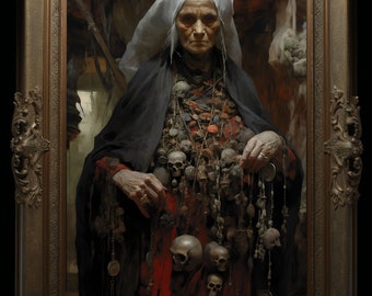 Baba Yaga Art Print | Slavic Witch Home Decor
