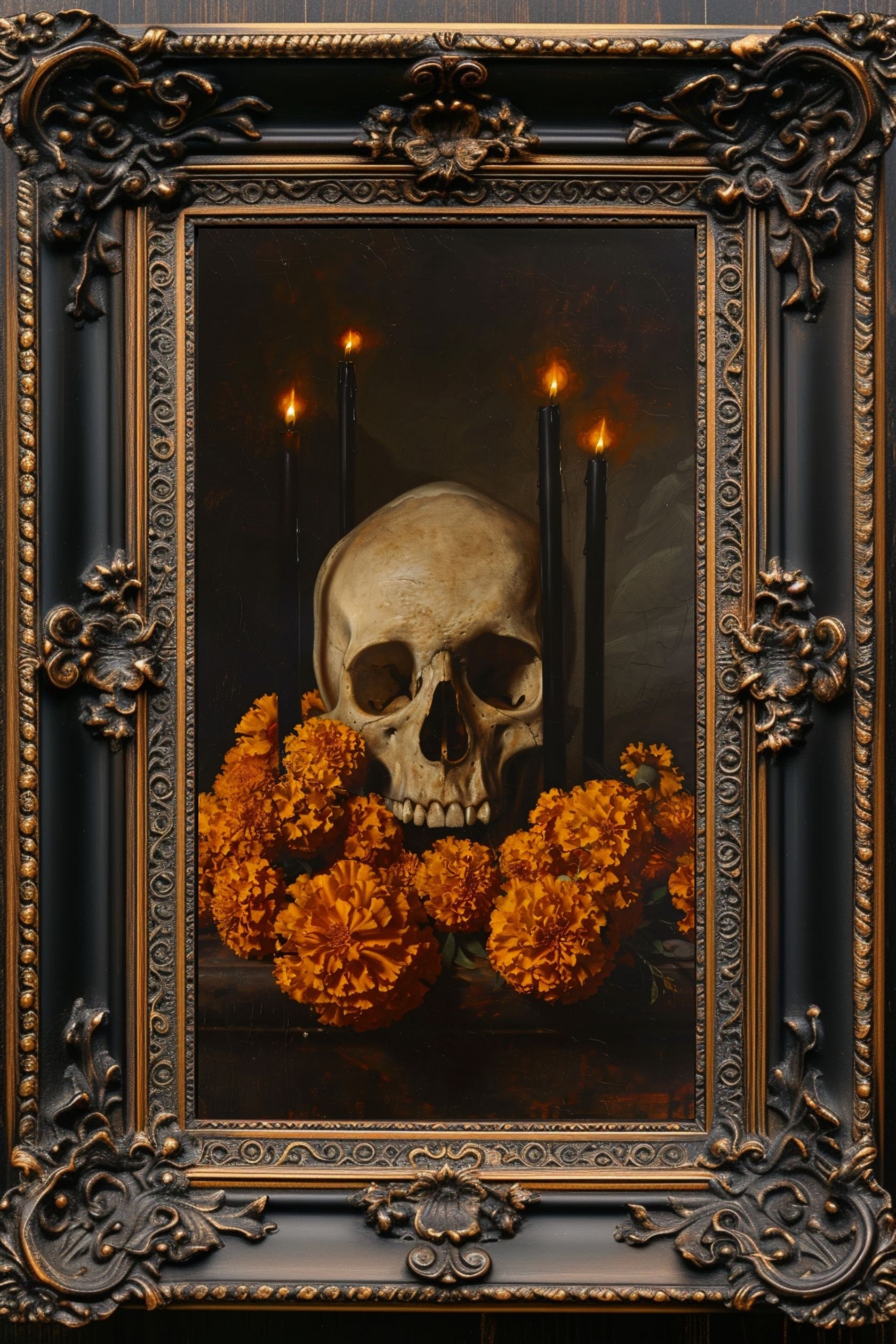 ビンテージ　昭和レトロ　70s ミッドセンチュリー　モダンアート　SKULL 額 il_fullxfull.6157717545_qh44.jpg