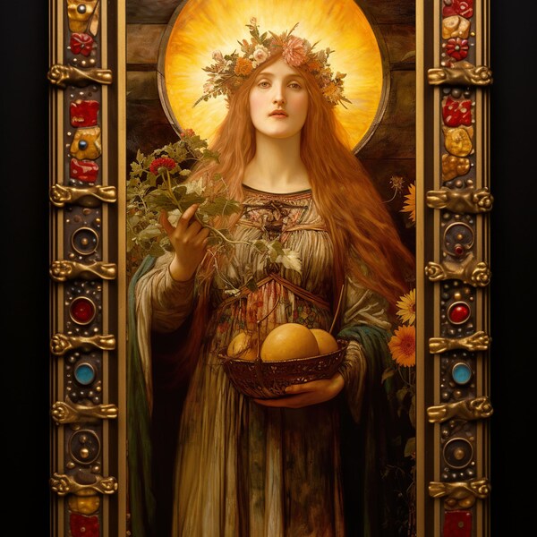 Brigid Celtic Mythology Goddess Digital Art Print Poster Wall Hanging Home Decor Wicca Witchcraft Instant Download