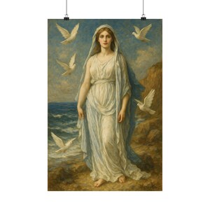 Aphrodite Art Print: Greek Goddess, Ocean Dove, Divine Feminine image 3