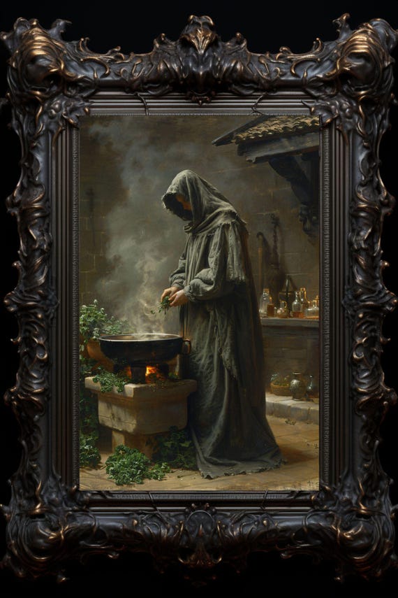 Gothic Herbalist Art Print: Medieval Apothecary Decor - Etsy