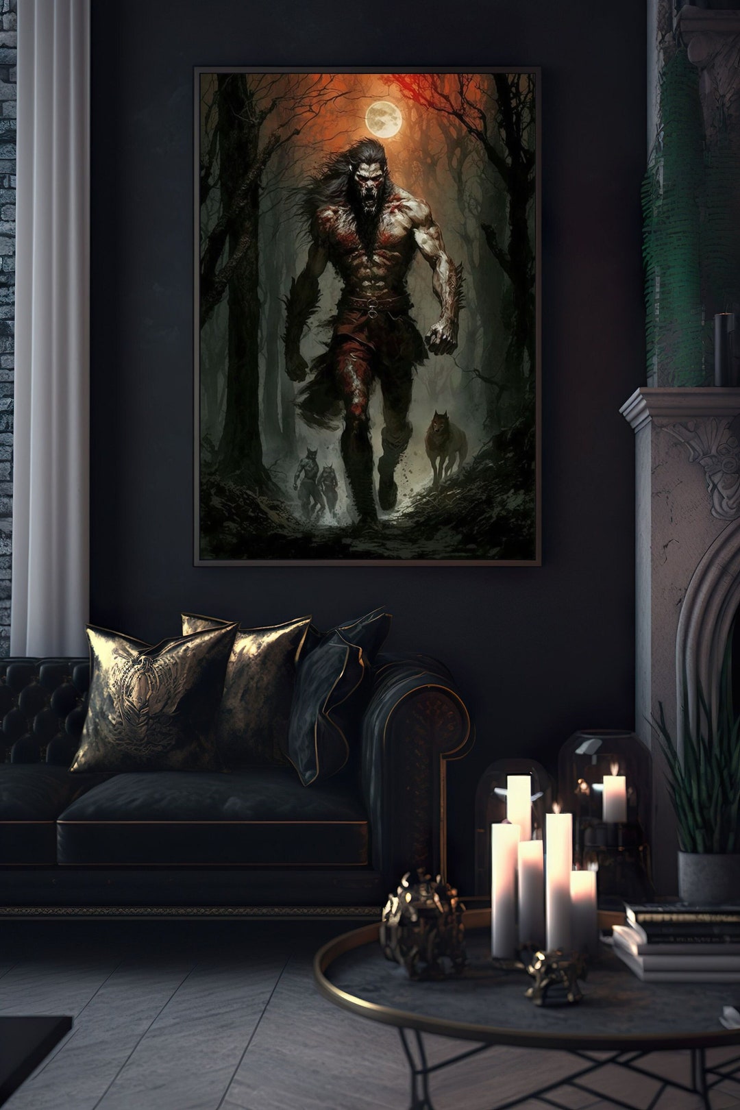 Werewolf Digital Art Print Poster Wall Hanging Home Decor Lycan Monster