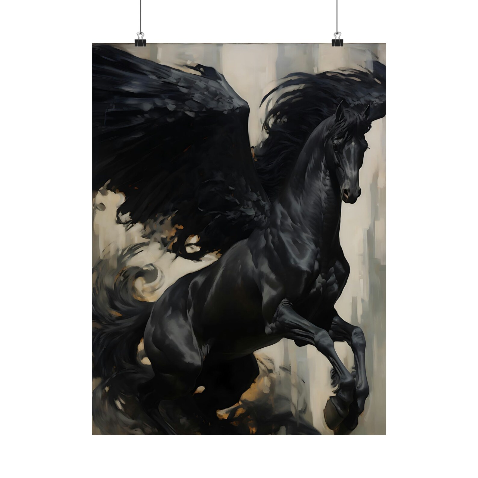 Nightmare Pegasus Art Print: Black Winged Horse Wall Hanging - Etsy