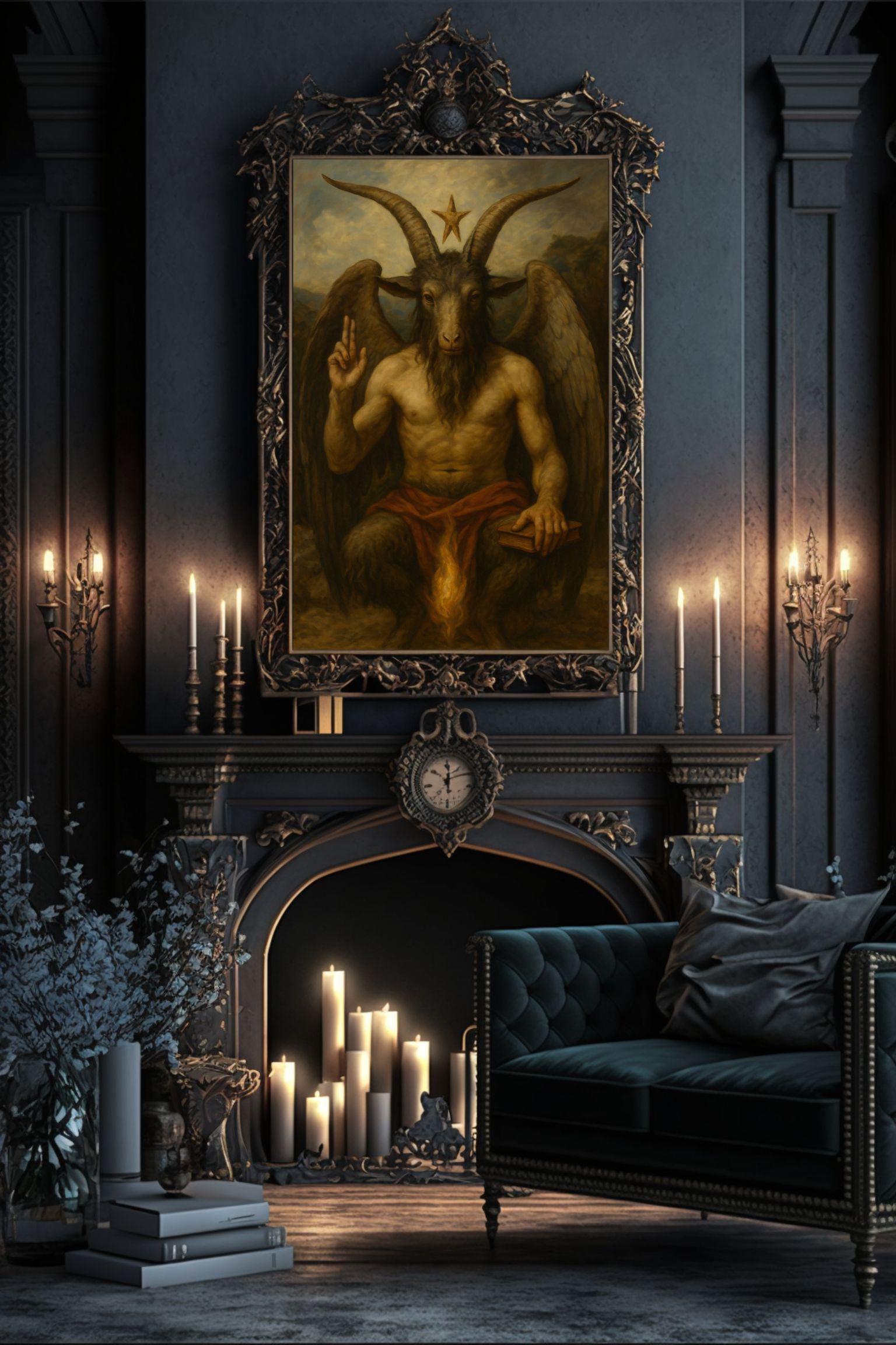 Baphomet Art Print Gothic Occult Altar Decor Etsy