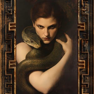 Serpent Queen Art Print: Gothic Snake Goddess Home Decor