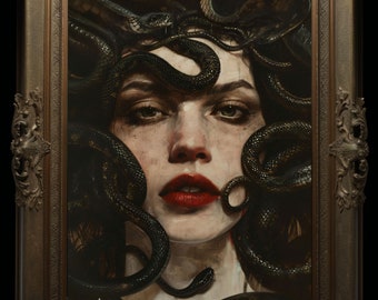Medusa Art Print, Home Wall Decor, Gorgon Greek Mythology, Ancient Greek Myth, Serpent Snake, Ancient Legendary Mythical, Dark Fantasy