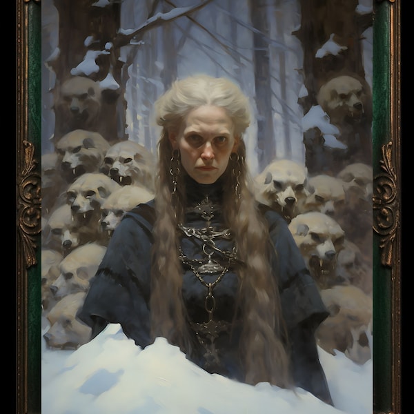 Frau Holda Holle Winter Goddess Art Print Poster Home Decor Germany Bavaria Christmas Yule Witchcraft Dark Gothic Fantasy Pagan Holiday