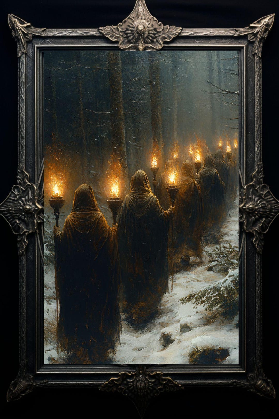 Yulet Bath Ritual Witch Procession Art Print: Yule Sabbat Ritual in Snowy Woods - Etsy