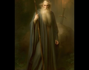 Merlin Magician Art Print | King Arthur Excalibur Home Decor