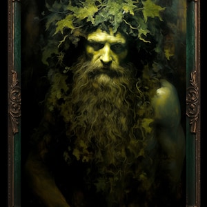 Green Man Art Print: Pagan Nature God, Celtic Home Decor