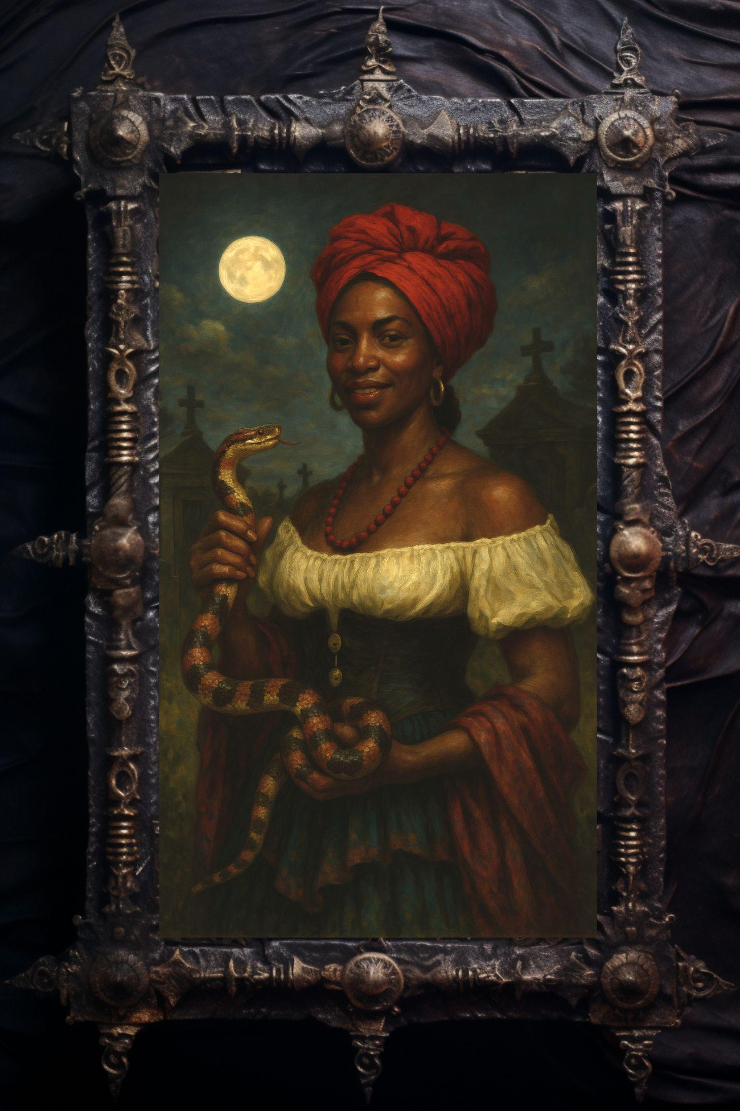 Marie Laveau Art Print: Voodoo Queen, Serpent Familiar, New Orleans ...