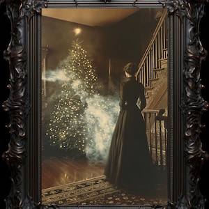 Impression d'art histoire de fantômes de Noël victorien : décoration de Noël gothique sombre