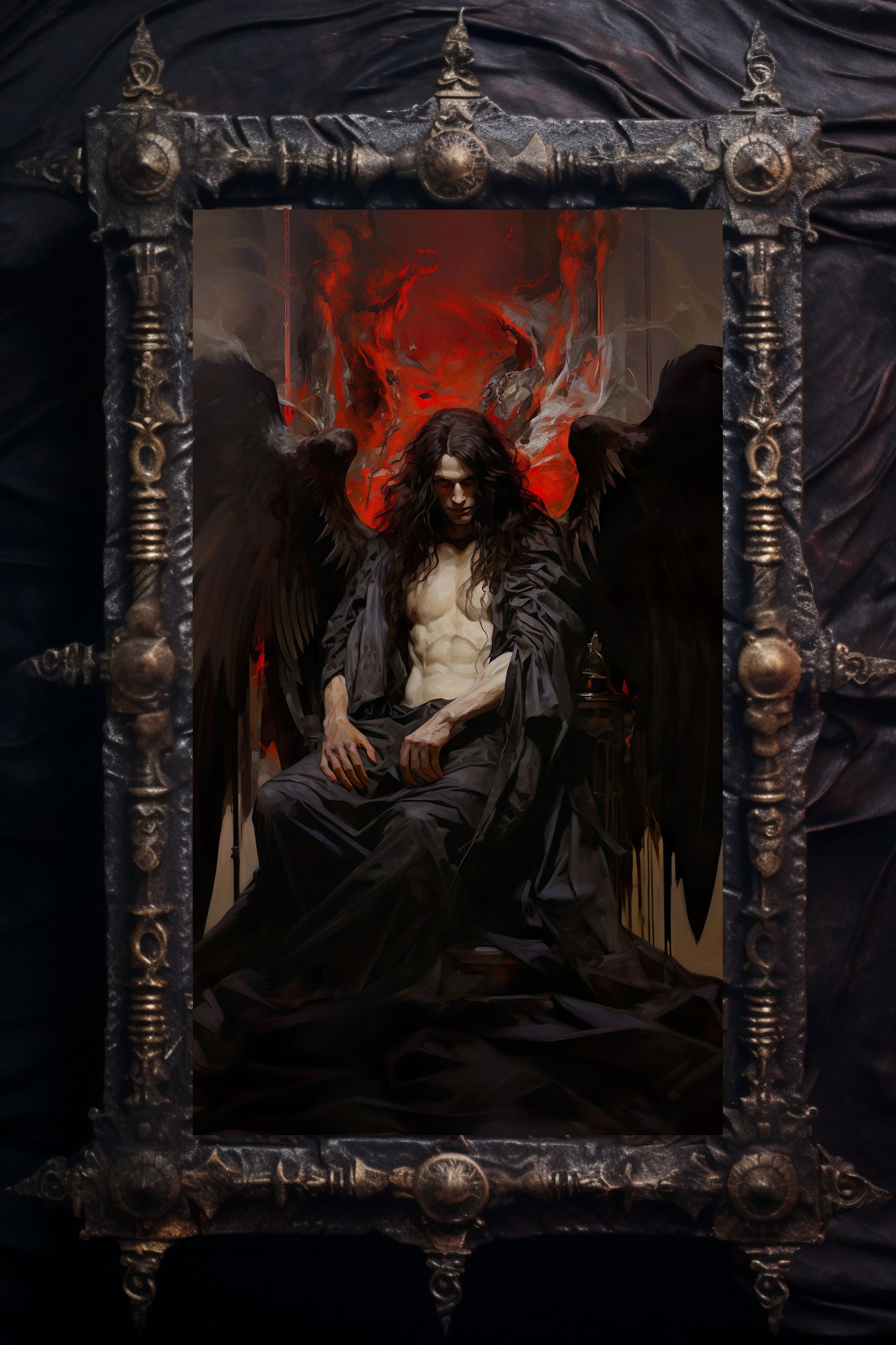 希少 Artpical Lucifer + PW&GPA BAGA セット Lucifer Enthroned Art Print: Gothic Dark Fantasy Home Decor - Etsy