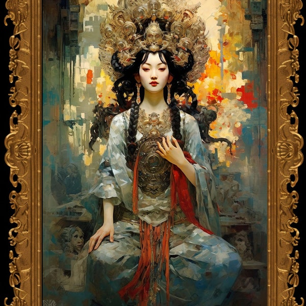 Guanyin Kwan Yin Art Print Poster Home Wall Decor China Chinese Goddess Mercy Compassion Buddhism Magic Mythology Myth Wicca Witchcraft